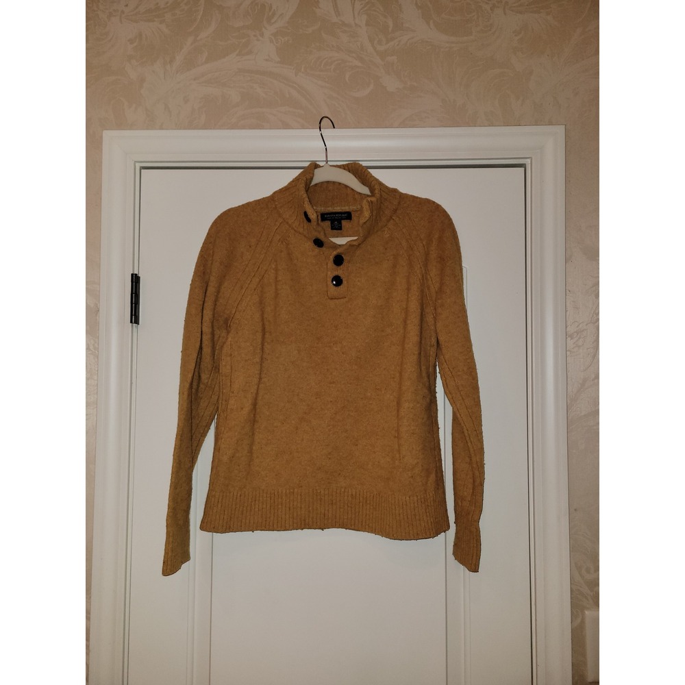 Banana Republic Italian Yarn Recycled Wool Blend Mock Neck Button Sweater Mens M